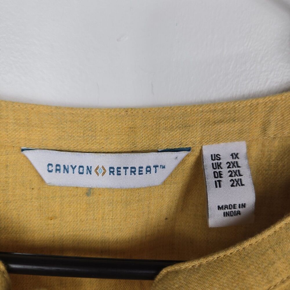 Canyon Retreat Women's Size 1X Yellow Balloon Sleeve Embroidered Top - Picture 5 of 8